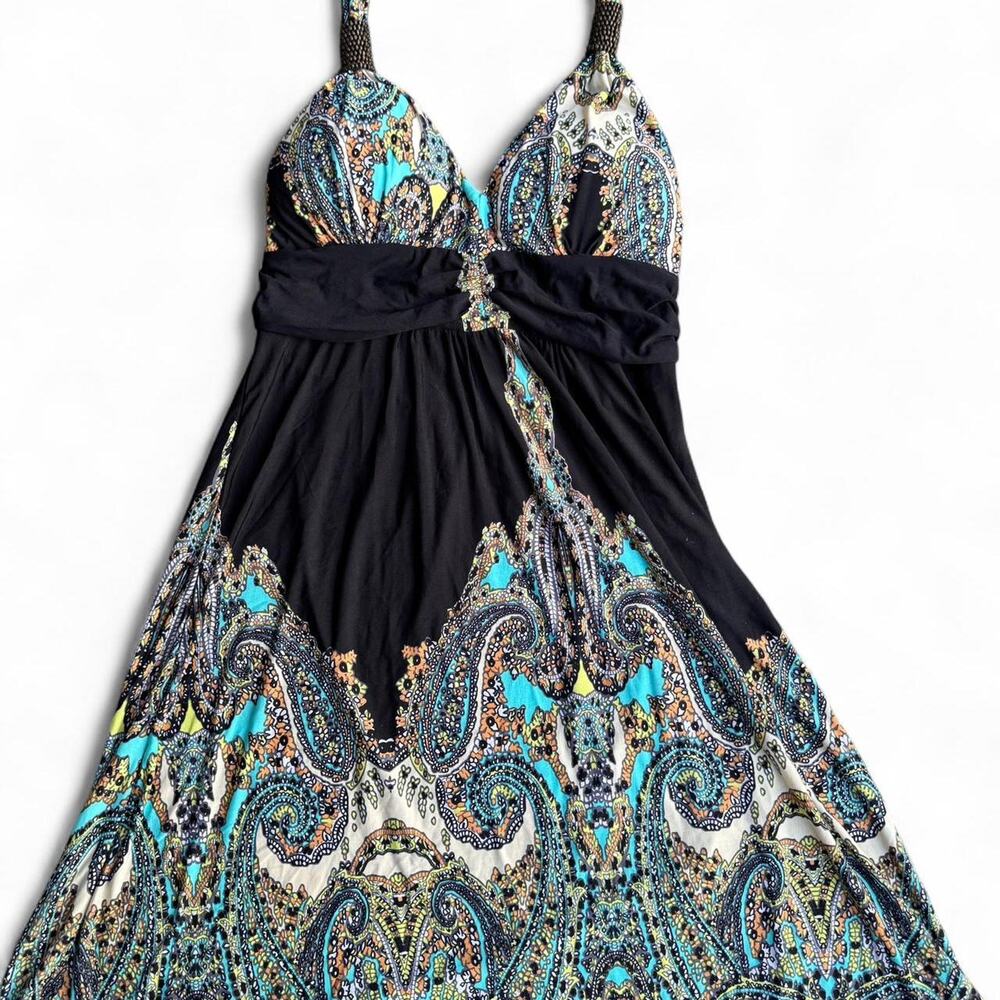 Blue and black paisley print